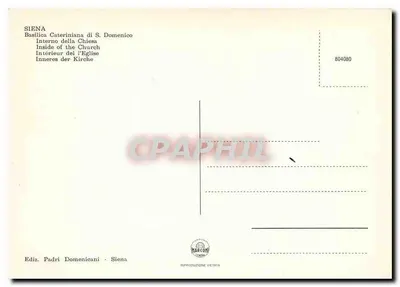 Wnętrze Bazyliki Cateriniana S. Domenico — Sienne — Wydawnictwo Braci Dominikanów — Rewers