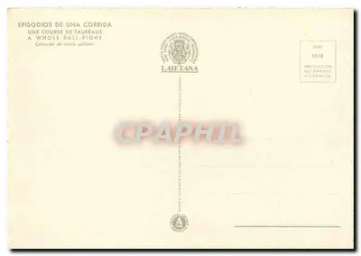 Coup d'épée (estocada) — scena z toru — wydawca Laïetana, seria 5518 — Rewers