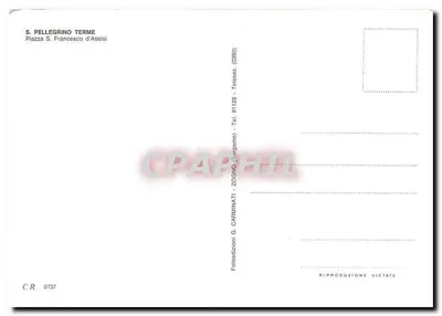 Widok S. Pellegrino Terme — wydawca S. Pellegrino Terme, nr CR. 0737 — Rewers