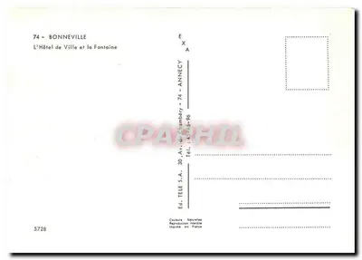 Bonneville — Prefeitura e Fonte — Ed. Couleurs Naturelles — Verso
