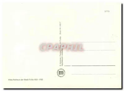 Velho Palácio Municipal da Cidade de Fulda 1531-1782 — R. Bütner, Paulwätting 64 Fulda — n° de série 3773 — Verso