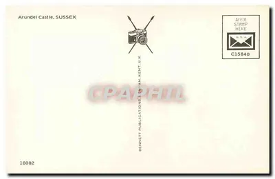 Zamek w Arundel, Sussex — widok panoramiczny — Bennett Publications, nr 16002 — Rewers