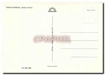 Paray-le-Monial — widok z lotu ptaka z klasztoru i wsi — Wydawnictwo Soulet & Saint Maur — Rewers