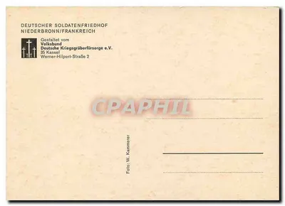 Duits militair kerkhof — Niederbronn/Duitsland — uitgever Deutsche Kriegsgräberfürsorge e.V. — Achterkant