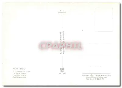 Montserrat — O Trono da Virgem — Ediciones Piqué, n° 68 — Verso