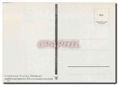 Bambino in una barca a vela — velo ornato con un cuore di fiori — Linkhand-Verlag, München 9 — Verso