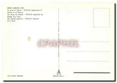 Carrara - Operação de carregamento de bloco de mármore — Foto Tassinari, n° 54033 — Verso