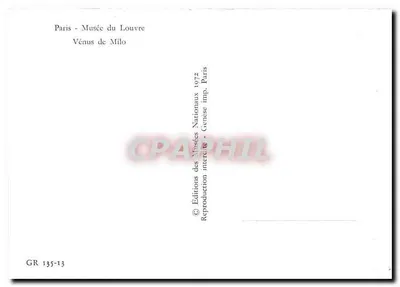 Wenus z Milo — grecka statua — Éditions des Musées Nationaux, Paryż 1972 — Rewers