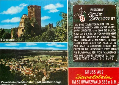 Burgruine Zavelstein — Ruínas da fortaleza e vista da cidade — Schönlind & Co, Zavelstein