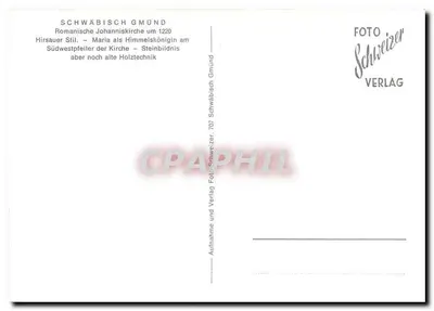 Schwäbisch Gmünd — Igreja Românica de São João Batista, Maria como Rainha do Céu — FOTO Schweizer VERLAG — Verso