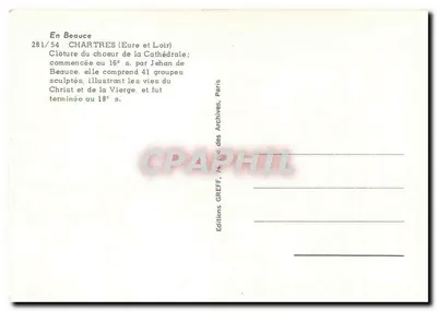 Chartres (Eure et Loir) — Clôture du chœur de la cathédrale — Éditions Greff — Rewers