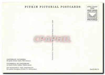 Katedra w Canterbury — wielki kloster (początek XV wieku) — Pitkin Pictorial Postcards — Rewers