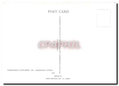Katedra w Canterbury — Tron św. Augustyna — Wydane przez Dean and Chapter of Canterbury Cathedral, n° 2567 — Rewers
