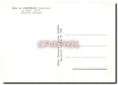 Igreja de Lautenbach (Haut-Rhin) — A cadeira (1717) — Edição Photomaag St-Louis, N° 1002 — Verso