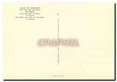 Palazzo di Versailles — Re Luigi XIV di Francia di Rigaud — editore H. BRNOIT-GEREIN, n° 112 — Verso