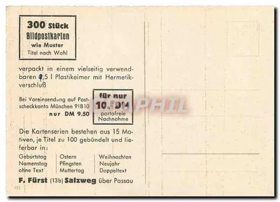 Arranjo de tulipas e flores azuis — editor F. Fürst, Salzweg — Verso