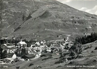 Andermatt und die Oberalpstrasse — vista panorâmica — Jules Geiger, Flims-Waldhaus, n° 5796