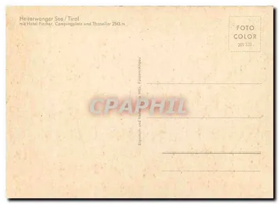Lago Heiterwanger / Tirolo — con hotel Fischer, campeggio e montagna Thaneiler 2343 m — FOTO COLOR 205 333 — Verso