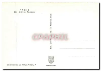 Arc de Triomphe — Paryż — Wydawca: Mexichrome, n° 501 — Rewers