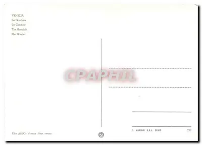 Wenecja — Gondola — P. Marzari S.R.L. Schio n° 592 — Rewers