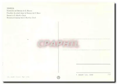 Widok ogółem — Wenecja — zachód słońca nad basenem św. Marka — P. Marzari S.R.L. Schio n°717 — Rewers
