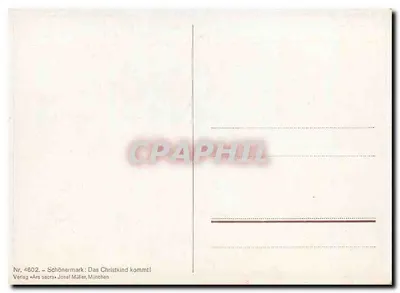 Dzieci i osioł w korytarzu — scena Bożego Narodzenia — Schönermark, nr 4602 — Rewers