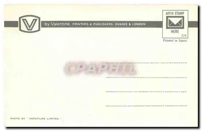 Katedra Canterbury — widok lotniczy — Valentina Printers & Publishers, Dundee & London, n° ET.5331R — Rewers