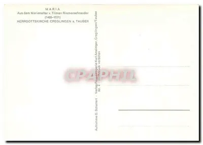 Maria — statua z retable kaplicy Creglingen — wydawca G. Schaltert, nr 4 — Rewers