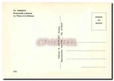 Annecy — Promenade Lachenal, Le Thiou i Zamek — Éditions G. MUCHECHET, Annecy, n°173 — Rewers