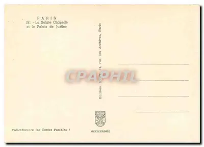 Paris - A Santa Capela e o Palácio de Justiça — Edições Diplôme, Paris — Verso