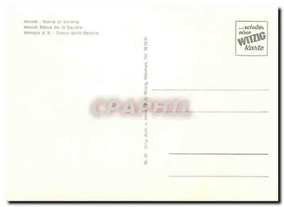 Estátua da Baviera — Munique — editor Witzig, n° 51 — Verso