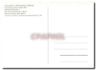 Arranjos de flores — obra de Carl Schuch — Galeria K. Meissner, Zurique — Verso