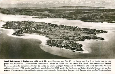 Insel Reichenau i. Bodensee — vista aérea — Franckh-Verlag, S. H. Sling, Nr. 12/5335