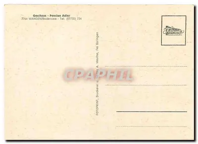 Gasthof Adler — WANGEN/Bodensee — Druckerei u. Verlag A. Mauthe, 746 Balingen — Verso