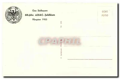 Munique. Bavária com a Ruhmeshalle — Gau Südbayern 50-jähr. ADAC-Jubiläum Pfingsten 1953 — Verso