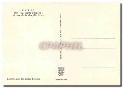 A Santa Capela — vitrais da capela alta — Éditions Iris — Verso