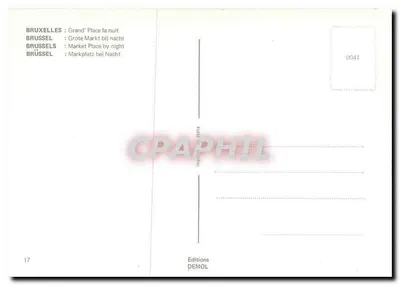 Bruxelas - Grand' Place à noite — Editions DEMOL n°0041 — Verso