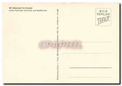 Schorndorf no Remstal — editor Bildverlag Traut, n° 706 — Verso