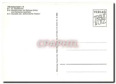 Schorndorf — igreja, mercado e cena histórica — Verlag Traut & Utz, n° 463 — Verso
