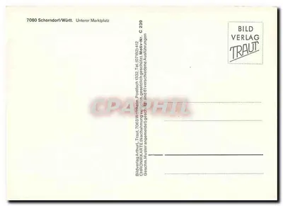 Schorndorf — Unterer Marktplatz com fonte e edifícios com colmios — Bild Verlag Traut, C 239 — Verso