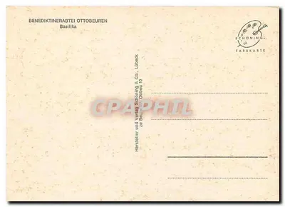 Bazylika Benedyktynów z Ottoberna — wnętrze barokowe z ozdobami — wydawca Schöning & Co., Lübeck — Rewers