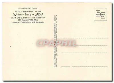 Schloss Krottorf — Luftbild — Verlag Schöning & Co. — Rückseite