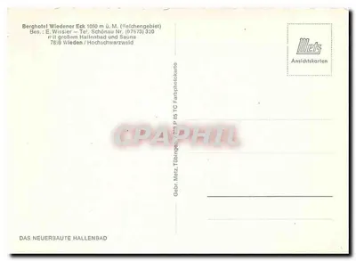 Innenpool — Berghotel Wiedener Eck, 1050 m über dem Meeresspiegel — Verlag Metz — Rückseite