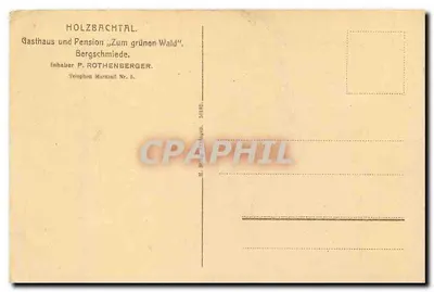 Holzbachtal — Gospoda i pensjonat 'Zum grünen Wald' — Kowal górski, właściciel P. ROTHENBERGER — Rewers