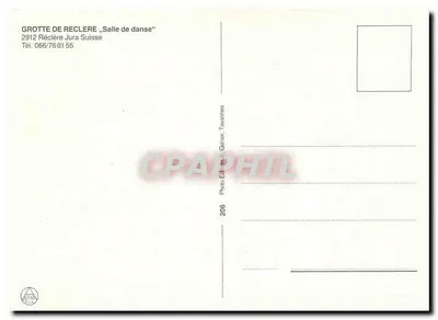 Grotte de Réclère — Salle de danse — Photo Édition A., Gex, Tavannes — Verso