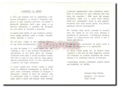 Gasthof zum Mohren — Burgusio, Val Venosta — Família Sepp Theiner — Verso