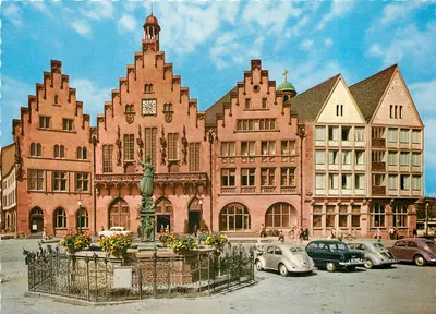 Frankfurt am Main — O Römer e a fonte da justiça — Nagel Karte Nr. 6142 F