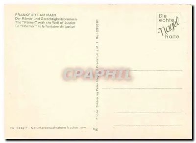Frankfurt am Main — O Römer e a fonte da justiça — Nagel Karte Nr. 6142 F — Verso