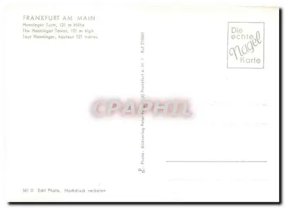 Frankfurt am Main — Torre Henninger, 121 m de altura — Bildverlag Peter Nagel, n° 561 — Reverso