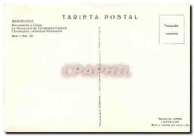 Monument do Kolumba — Barcelona — seria 1, n° 101 — Rewers